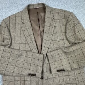 Tommy‎ Hilfiger Wool Blend Windowpane Blazer Mens 44L Double Vent Suit Jacket